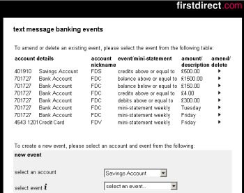 SMS statement setup