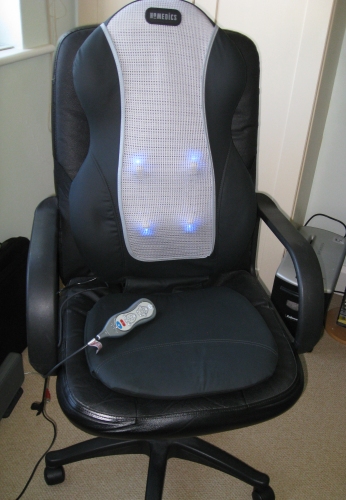 Homedics Massager attached to office chair